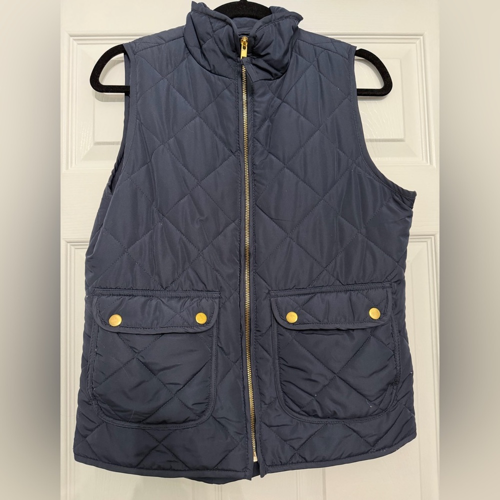 Quinn Navy Quilted Vest with Gold Zipper